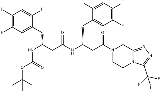 tert-Butyl ((R)-4-Oxo-4-(((R)-4-oxo-4-(3-(trifluoromethyl)-5,6-dihydro-[1,2,4]triazolo[4,3-a]pyrazin-7(8H)-yl)-1-(2,4,5-trifluorophenyl)butan-2-yl)amino)-1-(2,4,5-trifluorophenyl)butan-2-yl)carbamate,2088771-62-2,结构式
