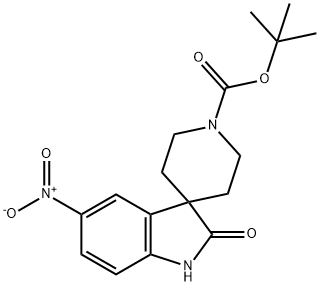 Spiro[3H-indole-3,4′-piperidine]-1′-carboxylic acid, 1,2-dihydro-5-nitro-2-oxo-,… Struktur