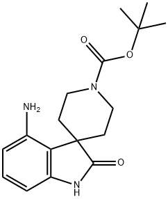 Spiro[3H-indole-3,4′-piperidine]-1′-carboxylic acid, 4-amino-1,2-dihydro-2-oxo- Struktur