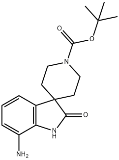 Spiro[3H-indole-3,4′-piperidine]-1′-carboxylic acid, 7-amino-1,2-dihydro-2-oxo-,… Struktur