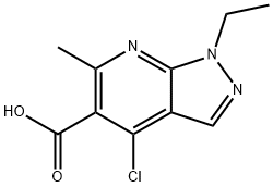 4-chloro-1-ethyl-6-methyl-1H-pyrazolo[3,4-b]pyridine-5-carboxylic acid Struktur