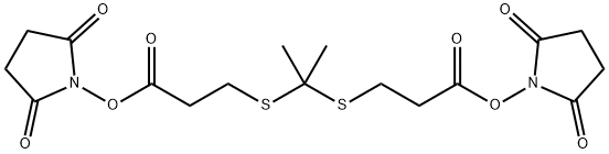 Propanoicacid,3,3'-[(1-methylethylidene)bis(thio)]bis-,1,1'-bis(2,5-dioxo-1-pyrrolidinyl)ester Struktur