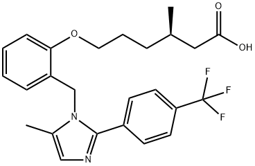 Hexanoic acid, 3-methyl-6-[2-[[5-methyl-2-[4-(trifluoromethyl)phenyl]-1H-imidazol-1-yl]methyl]phenoxy]-, (3R)- Structure