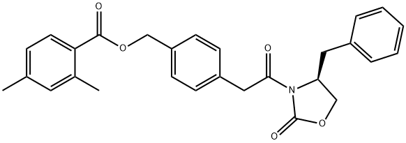 Benzoic acid, 2,4-dimethyl-, [4-[2-oxo-2-[(4S)-2-oxo-4-(phenylmethyl)-3-oxazolidinyl]ethyl]phenyl]methyl ester Structure