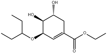 (3R,4S,5R)-4,5-二羟基-3-(戊烷-3-羟基)环己-1-烯-1-羧酸乙酯 结构式