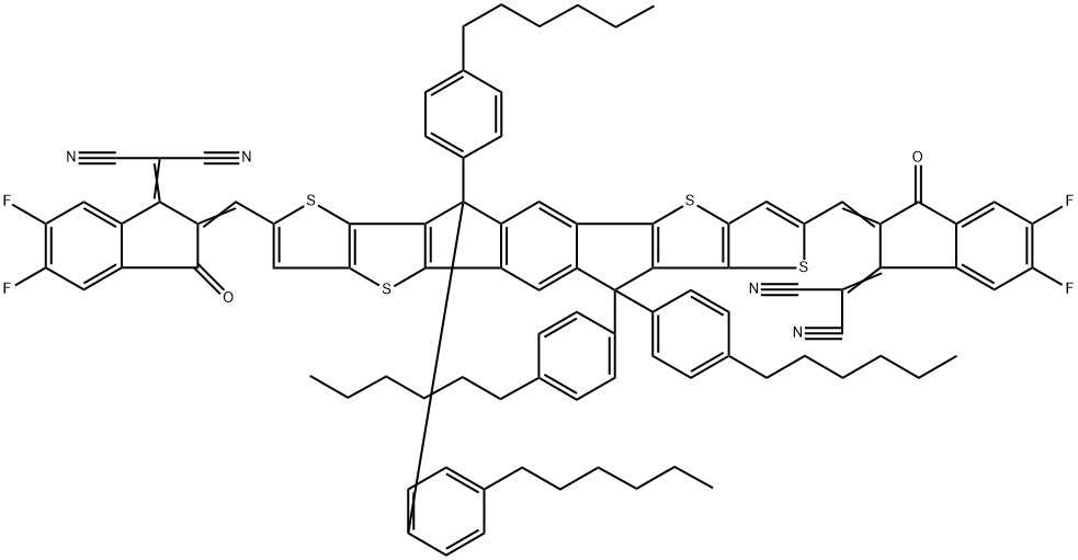 3,9-bis(2-methylene-((3-(1,1-dicyanomethylene)-6,7-difluoro)-indanone))-5,5,11,11-tetrakis(4-hexylphenyl)-dithieno[2,3-d:2',3'-d']-s-indaceno[1,2-b:5,6-b']dithiophene Structure