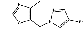 5-[(4-溴-1H-吡唑-1-基)甲基]-2,4-二甲基-1,3-噻唑 结构式