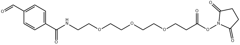 Propanoic acid, 3-[2-[2-[2-[(4-formylbenzoyl)amino]ethoxy]ethoxy]ethoxy]-, 2,5-dioxo-1-pyrrolidinyl ester Structure