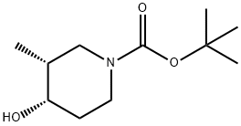 1-Piperidinecarboxylic acid, 4-hydroxy-3-methyl-, 1,1-dimethylethyl ester, (3R,4S)-, 2102325-71-1, 结构式