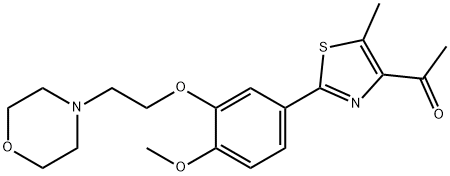 Ethanone, 1-[2-[4-methoxy-3-[2-(4-morpholinyl)ethoxy]phenyl]-5-methyl-4-thiazolyl]- Struktur