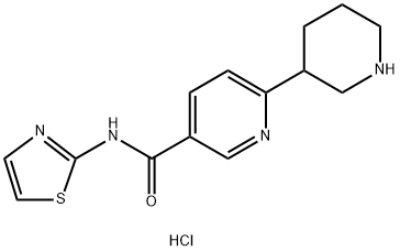 3-Pyridinecarboxamide, 6-(3-piperidinyl)-N-2-thiazolyl-, hydrochloride (1:2) Struktur