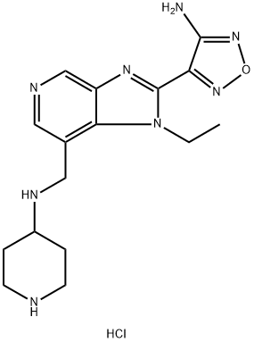 2-(4-Amino-1,2,5-oxadiazol-3-yl)-1-ethyl-N-4-piperidinyl-1H-imidazo[4,5-c]pyridine-7-methanamine tetrahydrochloride Struktur