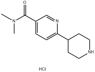 3-Pyridinecarboxamide, N,N-dimethyl-6-(4-piperidinyl)-, hydrochloride (1:2) Struktur