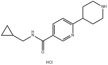 3-Pyridinecarboxamide, N-(cyclopropylmethyl)-6-(4-piperidinyl)-, hydrochloride (1:2) Struktur