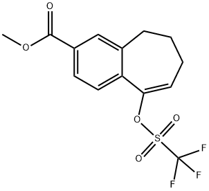 9-(((三氟甲基)磺酰基)氧基)-6,7-二氢-5H-苯并[7]环烯-3-羧酸甲酯 结构式