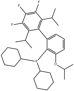 2-(二环己基膦)-3-异丙氧基-2',6'-二异丙基-3',4',5'-三氟基-1,1'-联苯 结构式