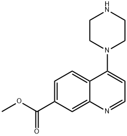 7-Quinolinecarboxylic acid, 4-(1-piperazinyl)-, methyl ester Struktur