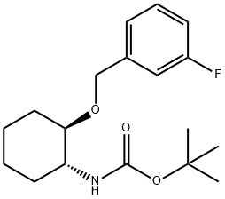 Carbamic acid, N-[(1R,2R)-2-[(3-fluorophenyl)methoxy]cyclohexyl]-, 1,1-dimethylethyl ester,2126143-16-4,结构式
