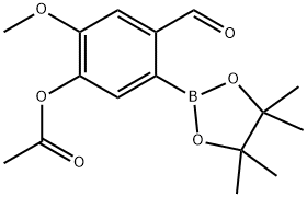 4-甲酰基-2-甲氧基-5-(四甲基-1,3,2-二氧杂硼戊烷-2-基)苯乙酸酯 结构式