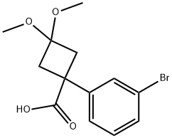 Cyclobutanecarboxylic acid, 1-(3-bromophenyl)-3,3-dimethoxy- Struktur