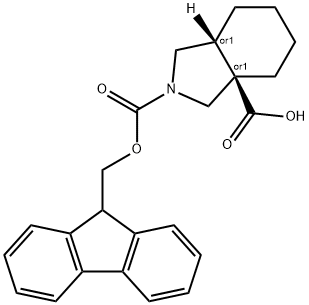 rac-(3aR,7aR)-2-{[(9H-fluoren-9-yl)methoxy]carbonyl}-octahydro-1H-isoindole-3a-carboxylic acid Structure