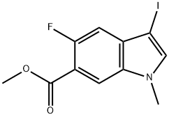 H-Indole-6-carboxylic acid, 5-fluoro-3-iodo-1-methyl-, methyl ester,2142608-96-4,结构式