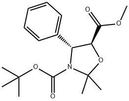 3,5-Oxazolidinedicarboxylic acid, 2,2-dimethyl-4-phenyl-, 3-(1,1-dimethylethyl) 5-methyl ester, (4R,5S)- Structure