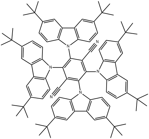 1,4-Benzenedicarbonitrile, 2,3,5,6-tetrakis[3,6-bis(1,1-dimethylethyl)-9H-carbazol-9-yl]- Struktur