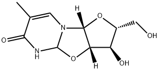 6H-Furo[2',3':4,5]oxazolo[3,2-a]pyrimidin-6-one, 2,3,3a,4a,5,9a-hexahydro-3-hydroxy-2-(hydroxymethyl)-7-methyl-, (2R,3R,3aS,9aR)- Struktur