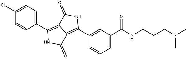 3-[4-(4-Chlorophenyl)-2,3,5,6-tetrahydro-3,6-dioxopyrrolo[3,4-c]pyrrol-1-yl]-N-[3-(dimethylamino)propyl]benzamide 化学構造式