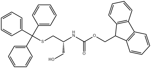 Carbamic acid, N-[(1R)-1-(hydroxymethyl)-2-[(triphenylmethyl)thio]ethyl]-, 9H-fluoren-9-ylmethyl ester Struktur