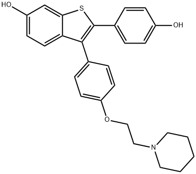 Benzo[b]thiophene-6-ol, 2-(4-hydroxyphenyl)-3-[4-[2-(1-piperidinyl)ethoxy]phenyl]- Struktur