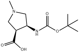 3-Pyrrolidinecarboxylic acid, 4-[[(1,1-dimethylethoxy)carbonyl]amino]-1-methyl-, (3S,4S)- Struktur