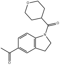 Ethanone, 1-[2,3-dihydro-1-[(tetrahydro-2H-pyran-4-yl)carbonyl]-1H-indol-5-yl]- Structure