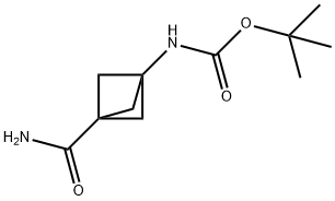 Carbamic acid, N-[3-(aminocarbonyl)bicyclo[1.1.1]pent-1-yl]-, 1,1-dimethylethyl ester Structure
