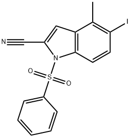 1H-Indole-2-carbonitrile, 5-iodo-4-methyl-1-(phenylsulfonyl)- Structure