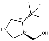 rac-[(3R,4R)-4-(trifluoromethyl)pyrrolidin-3-yl]methanol, trans 化学構造式