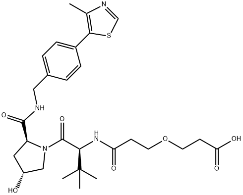 L-Prolinamide, N-[3-(2-carboxyethoxy)-1-oxopropyl]-3-methyl-L-valyl-4-hydroxy-N-[[4-(4-methyl-5-thiazolyl)phenyl]methyl]-, (4R)- Struktur