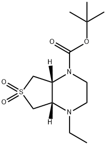 Thieno[3,4-b]pyrazine-1(2H)-carboxylic acid, 4-ethylhexahydro-, 1,1-dimethylethyl ester, 6,6-dioxide, (4aS,7aR)- Structure