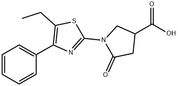 3-Pyrrolidinecarboxylic acid, 1-(5-ethyl-4-phenyl-2-thiazolyl)-5-oxo-,2173100-96-2,结构式
