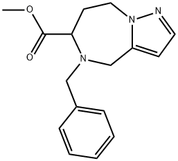 4H-Pyrazolo[1,5-a][1,4]diazepine-6-carboxylic acid, 5,6,7,8-tetrahydro-5-(phenylmethyl)-, methyl ester Struktur