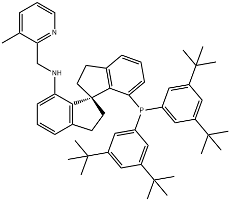 (S)-7-双(3,5-二叔丁基苯基)膦基7''-[(3-甲基吡啶-2-基甲基)氨基]-2,2'',3,3 ''-四氢-1,1''-螺双茚满 结构式