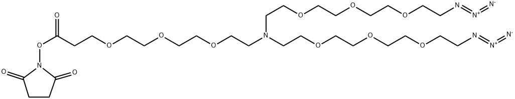 N-(NHS-PEG3)-N-bis(PEG3-azide) Struktur