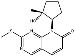 Pyrido[2,3-d]pyrimidin-7(8H)-one, 8-[(1R,2R)-2-hydroxy-2-methylcyclopentyl]-2-(methylthio)- Struktur