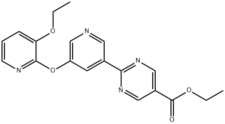 5-Pyrimidinecarboxylic acid, 2-[5-[(3-ethoxy-2-pyridinyl)oxy]-3-pyridinyl]-, ethyl ester Structure