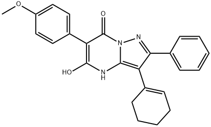 3-(1-环己烯-1-基)-6-(4-甲氧基苯基)-2-苯基-5-羟基吡唑[1,5-A]嘧啶-7(4H)-酮, 2201057-80-7, 结构式