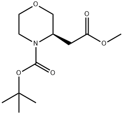 3-Morpholineacetic acid, 4-[(1,1-dimethylethoxy)carbonyl]-, methyl ester, (3R)- 结构式