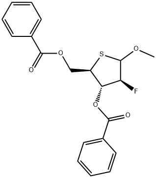 Methyl 2-deoxy-3,5-di-O-benzoyl-2-fluoro-4-thio-D-arabinopentofuranoside Structure