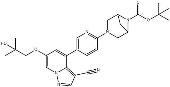 3,6-Diazabicyclo[3.1.1]heptane-6-carboxylic acid, 3-[5-[3-cyano-6-(2-hydroxy-2-methylpropoxy)pyrazolo[1,5-a]pyridin-4-yl]-2-pyridinyl]-, 1,1-dimethylethyl ester