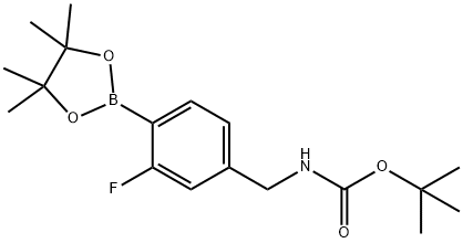 (3-氟-4-(4,4,5,5-四甲基-1,3,2-二氧杂硼烷-2-基)苄基)氨基甲酸叔丁酯, 2222960-73-6, 结构式